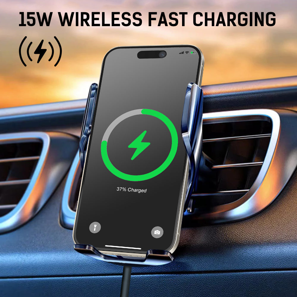 15W Wireless Car Charger Mount Phone Auto Clamping Holder Air Vent - Eastlakes Electronics